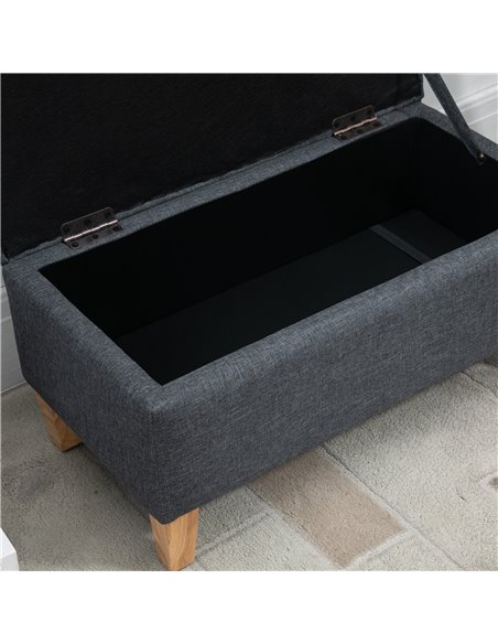 HOMCOM Linen Storage Ottoman Padded Footstool with Rubberwood Legs Ideal for Bed End, Shoe Bench, Seating, Dark Grey - pic 25475 | FastDaddyshop
