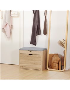 HOMCOM Shoe Bench with Cushion for 4 Pair of Shoes, Natural 837-229V70 2