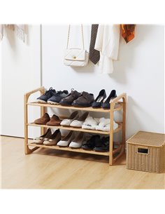 HOMCOM 3-Tier Shoe Storage Organizer for 9 Pairs of Shoes, Natural 837-319V00ND 2