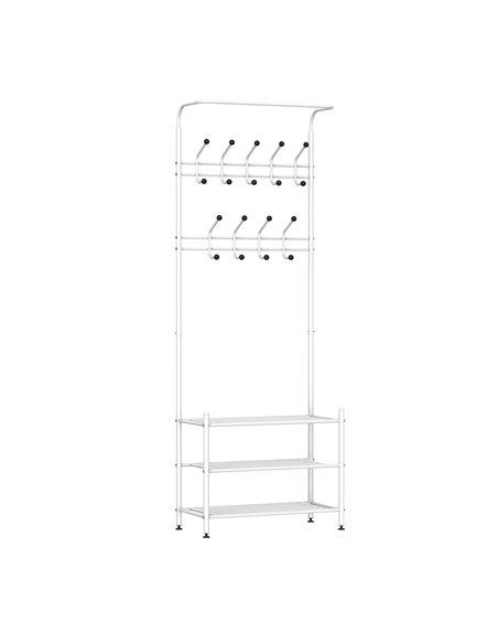 HOMCOM Coat Rack Stand with 18 Hooks, 3-Tier Shoe Rack, White 831-115WT - pic 25512 | FastDaddyshop