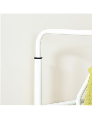 HOMCOM Coat Rack Stand with 18 Hooks, 3-Tier Shoe Rack, White 831-115WT