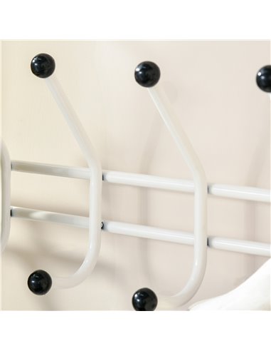HOMCOM Coat Rack Stand with 18 Hooks, 3-Tier Shoe Rack, White 831-115WT
