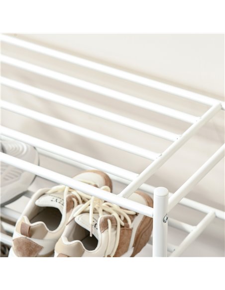 HOMCOM Coat Rack Stand with 18 Hooks, 3-Tier Shoe Rack, White 831-115WT - pic 25519 | FastDaddyshop