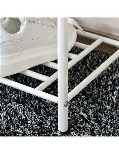 HOMCOM Coat Rack Stand with 18 Hooks, 3-Tier Shoe Rack, White 831-115WT