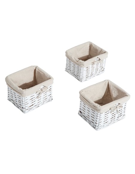 HOMCOM Entryway Coat Rack Wall Mounted Shelf w/Wicker Basket and Hooks (3 Baskets, White) - pic 25527 | FastDaddyshop