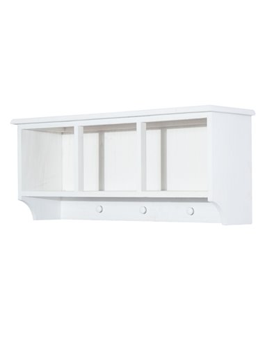 HOMCOM Entryway Coat Rack Wall Mounted Shelf w/Wicker Basket and Hooks (3 Baskets, White)