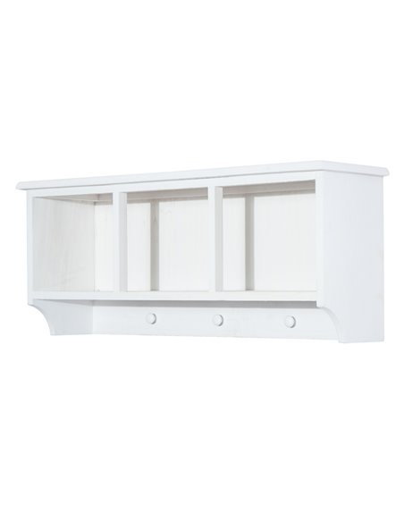 HOMCOM Entryway Coat Rack Wall Mounted Shelf w/Wicker Basket and Hooks (3 Baskets, White) - pic 25528 | FastDaddyshop