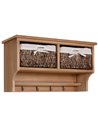 HOMCOM Entryway Wall Mounted Coat Rack with 2 Wicker Baskets and Hooks, Brown 833-299BN