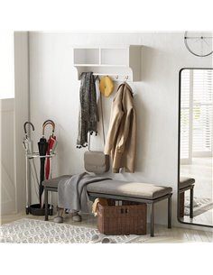 HOMCOM Entryway Wall Mounted Coat Rack with 2 Wicker Baskets and Hooks, White 833-299WT 2