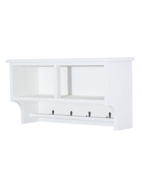 HOMCOM Entryway Coat Rack Wall Mounted Shelf w/Wicker Basket and Hooks (2 Baskets, White) - pic 25544 | FastDaddyshop