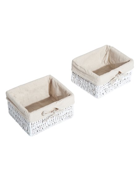 HOMCOM Entryway Coat Rack Wall Mounted Shelf w/Wicker Basket and Hooks (2 Baskets, White) - pic 25545 | FastDaddyshop