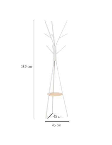 HOMCOM 180cm Free Standing Metal Coat Rack Stand Tree, White 831-174WT