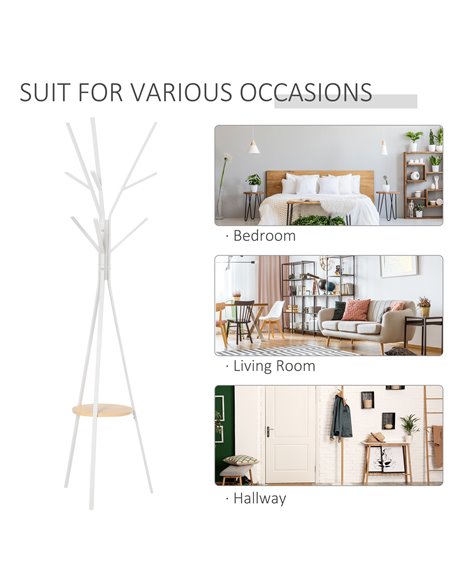 HOMCOM 180cm Free Standing Metal Coat Rack Stand Tree, White 831-174WT - pic 25554 | FastDaddyshop