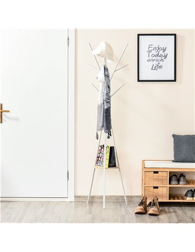 HOMCOM 180cm Free Standing Metal Coat Rack Stand Tree, White 831-174WT