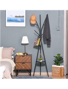 HOMCOM 180cm Free Standing Metal Coat Rack Stand Tree, Black 831-174BK 2
