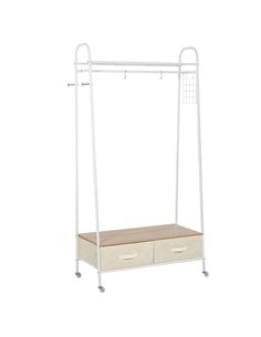 HOMCOM Entrance Coat Rack with 2 Drawers, White and Beige 850-093