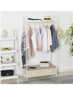 HOMCOM Entrance Coat Rack with 2 Drawers, White and Beige 850-093 2