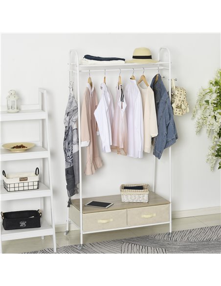 HOMCOM Entrance Coat Rack with 2 Drawers, White and Beige 850-093 - pic 25567 | FastDaddyshop