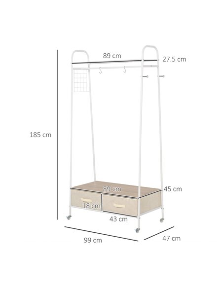 HOMCOM Entrance Coat Rack with 2 Drawers, White and Beige 850-093 - pic 25568 | FastDaddyshop