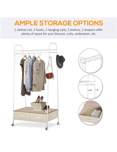 HOMCOM Entrance Coat Rack with 2 Drawers, White and Beige 850-093 - pic 25569 | FastDaddyshop