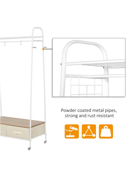 HOMCOM Entrance Coat Rack with 2 Drawers, White and Beige 850-093 - pic 25571 | FastDaddyshop