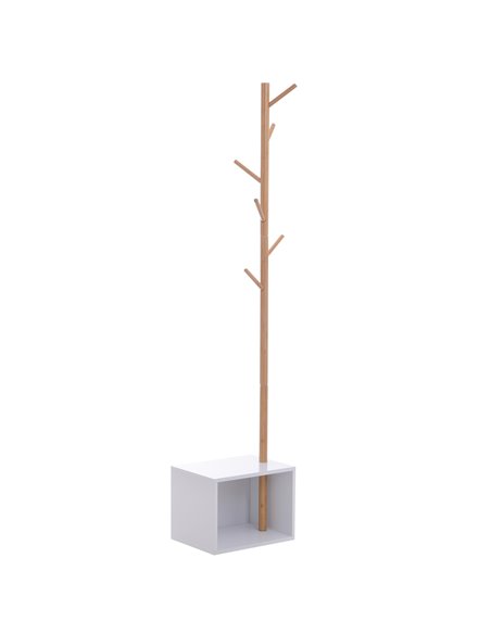 HOMCOM 180 cm Coat Rack Storage Bench, White and Natural 831-224 - pic 25575 | FastDaddyshop