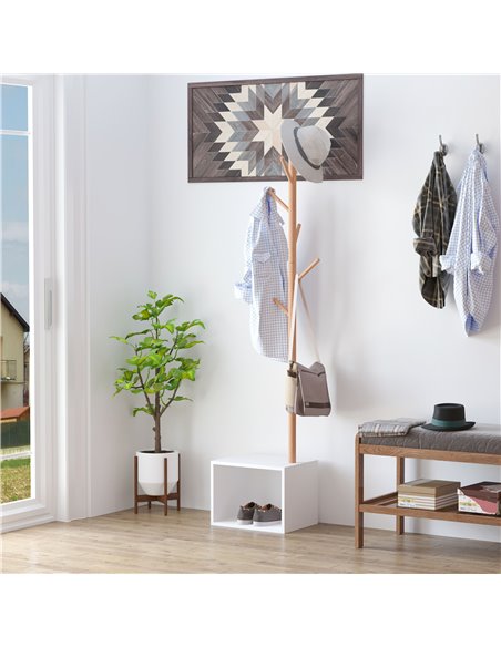 HOMCOM 180 cm Coat Rack Storage Bench, White and Natural 831-224 - pic 25576 | FastDaddyshop