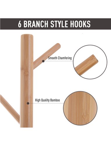 HOMCOM 180 cm Coat Rack Storage Bench, White and Natural 831-224