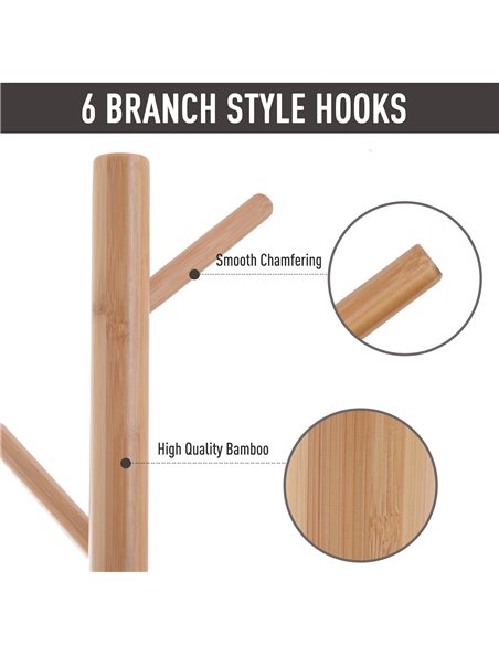 HOMCOM 180 cm Coat Rack Storage Bench, White and Natural 831-224 - pic 25578 | FastDaddyshop