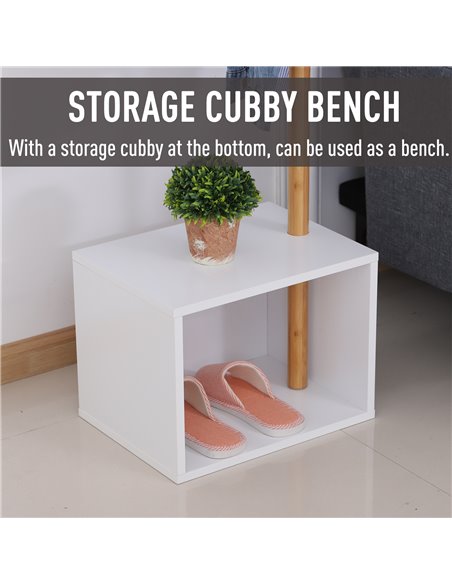 HOMCOM 180 cm Coat Rack Storage Bench, White and Natural 831-224 - pic 25579 | FastDaddyshop