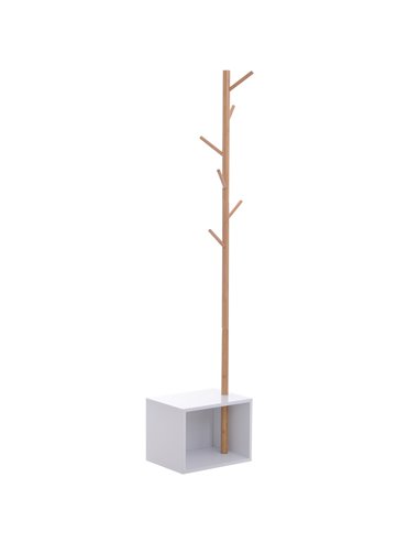 HOMCOM 180 cm Coat Rack Storage Bench, White and Natural 831-224