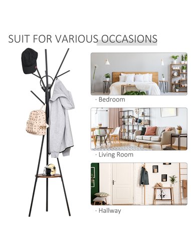 HOMCOM 180cm Free Standing Metal Coat Rack Stand Tree, Brown 831-174BN