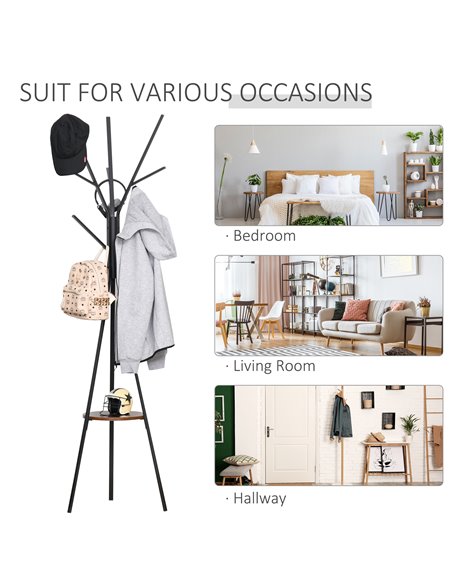 HOMCOM 180cm Free Standing Metal Coat Rack Stand Tree, Brown 831-174BN - pic 25589 | FastDaddyshop