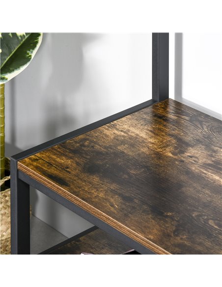 HOMCOM Coat Rack Stand, Free Standing Hall Tree, Coat Stand with Hooks, Bench and Shoe Rack, 100cm x 40cm x 184cm, Rustic Brown  - pic 25599 | FastDaddyshop