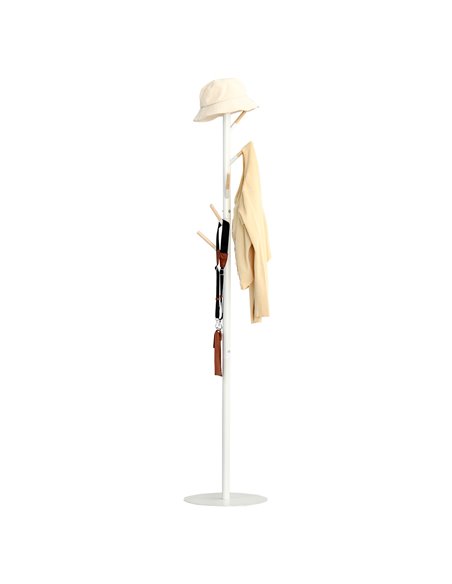 HOMCOM 174cm Free Standing Coat Rack Stand with 6 Hooks, White 831-173V01 - pic 25602 | FastDaddyshop