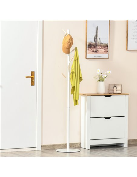 HOMCOM 174cm Free Standing Coat Rack Stand with 6 Hooks, White 831-173V01 - pic 25603 | FastDaddyshop
