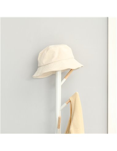 HOMCOM 174cm Free Standing Coat Rack Stand with 6 Hooks Clothes Tree Hat Display Hall Tree Hanger Hanging Organizer White