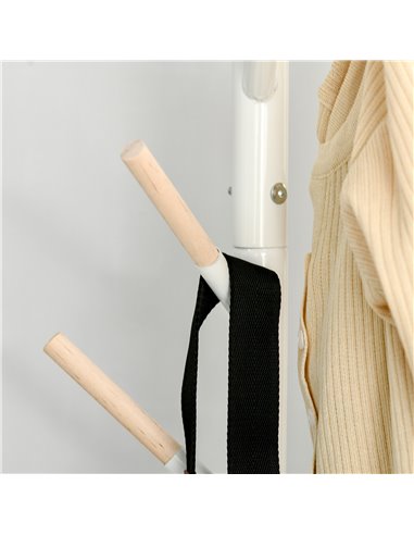 HOMCOM 174cm Free Standing Coat Rack Stand with 6 Hooks Clothes Tree Hat Display Hall Tree Hanger Hanging Organizer White