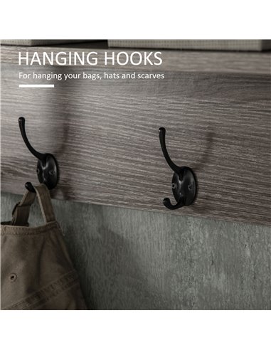 HOMCOM Coat Rack Wall-Mounted with 4 Coat Hooks and Open Storage Shelf, Grey 837-280V00GY