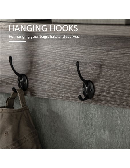 HOMCOM Coat Rack Wall-Mounted with 4 Coat Hooks and Open Storage Shelf, Grey 837-280V00GY - pic 25633 | FastDaddyshop