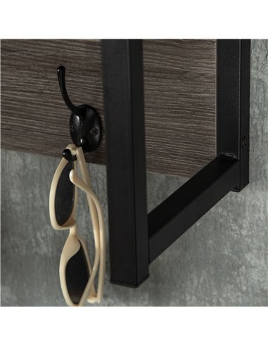 HOMCOM Coat Rack Wall-Mounted with 4 Coat Hooks and Open Storage Shelf, Grey 837-280V00GY