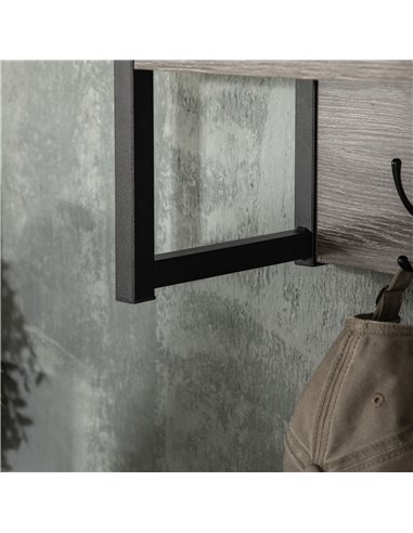 HOMCOM Coat Rack Wall-Mounted with 4 Coat Hooks and Open Storage Shelf, Grey 837-280V00GY
