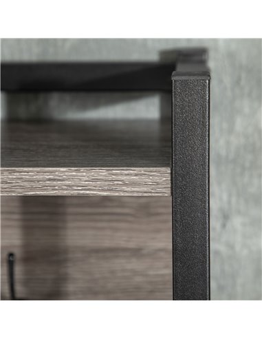 HOMCOM Coat Rack Wall-Mounted with 4 Coat Hooks and Open Storage Shelf, Grey 837-280V00GY