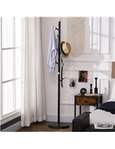 HOMCOM Vintage Coat Rack Stand with 6 Hooks, Bamboo Frame, Walnut 837-307V00WN 2