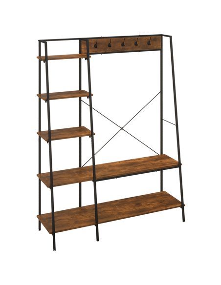 HOMCOM Free Standing Coat Rack Stand with 2-Tier Shoe Rack, Brown 850-271V00BN - pic 25647 | FastDaddyshop
