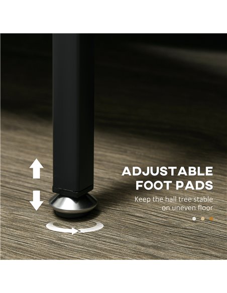 HOMCOM Free Standing Coat Rack Stand with 2-Tier Shoe Rack, Brown 850-271V00BN - pic 25651 | FastDaddyshop