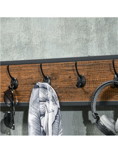 HOMCOM Free Standing Coat Rack Stand with 2-Tier Shoe Rack, Brown 850-271V00BN