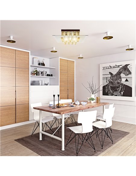 HOMCOM Crystal Chandelier, Ceiling Mount Pendant Light Lamp B31-002 - pic 25657 | FastDaddyshop