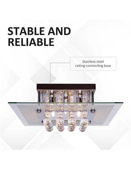 HOMCOM Crystal Chandelier, Ceiling Mount Pendant Light Lamp B31-002 - pic 25659 | FastDaddyshop