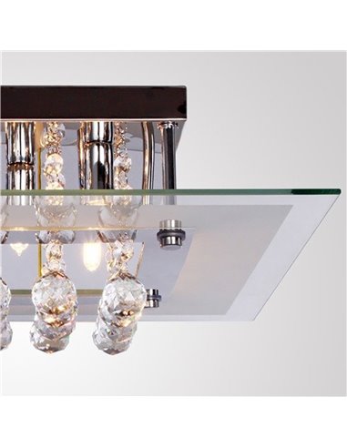 HOMCOM Crystal Chandelier Ceiling Mount Pendant Light Lamp Modern Illumination Fabric, 40L x 40W x 16 Hcm